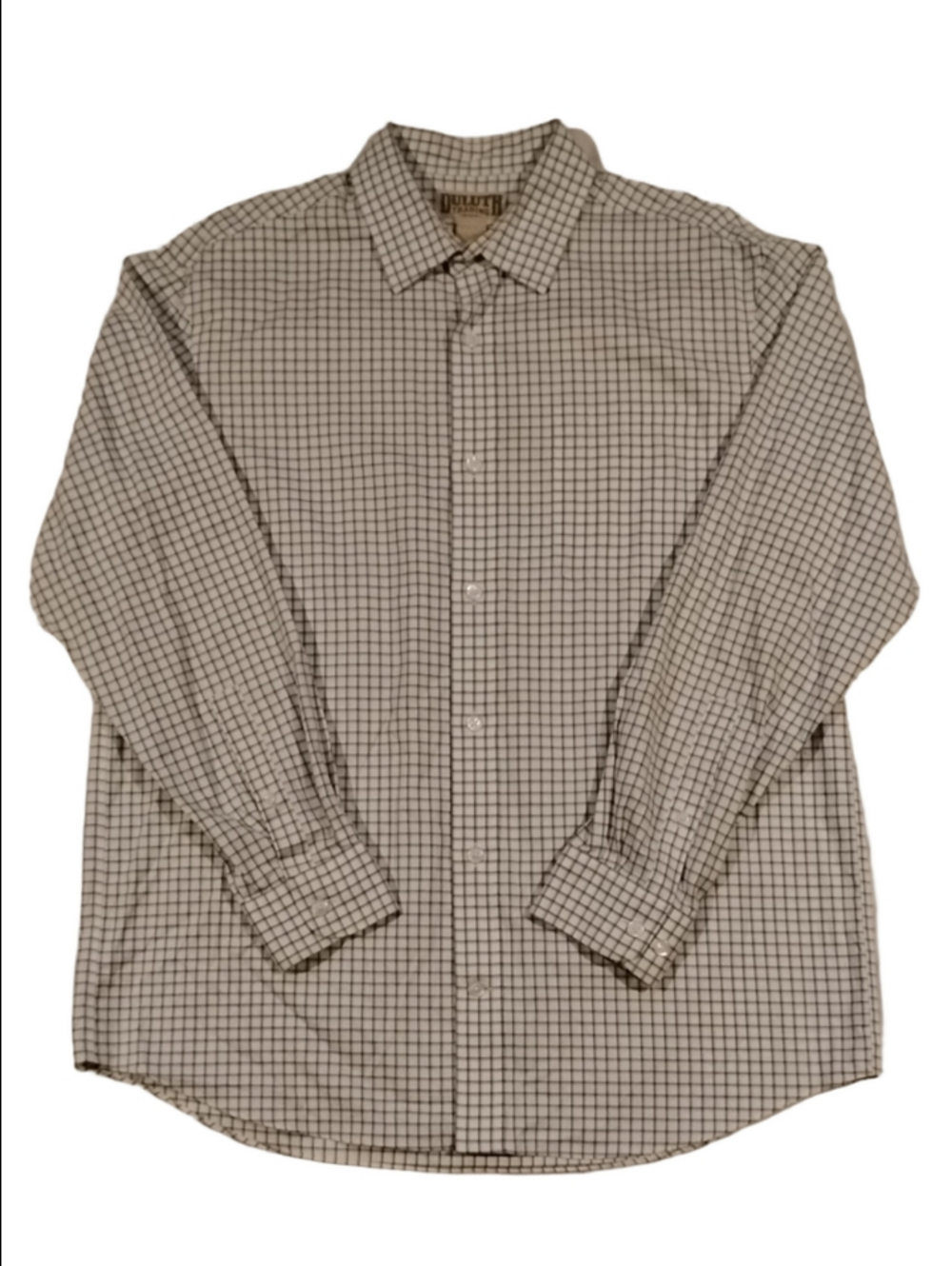 3/$20 Duluth Trading Co Men's White & Blue Windowpane Button-Down Shirt